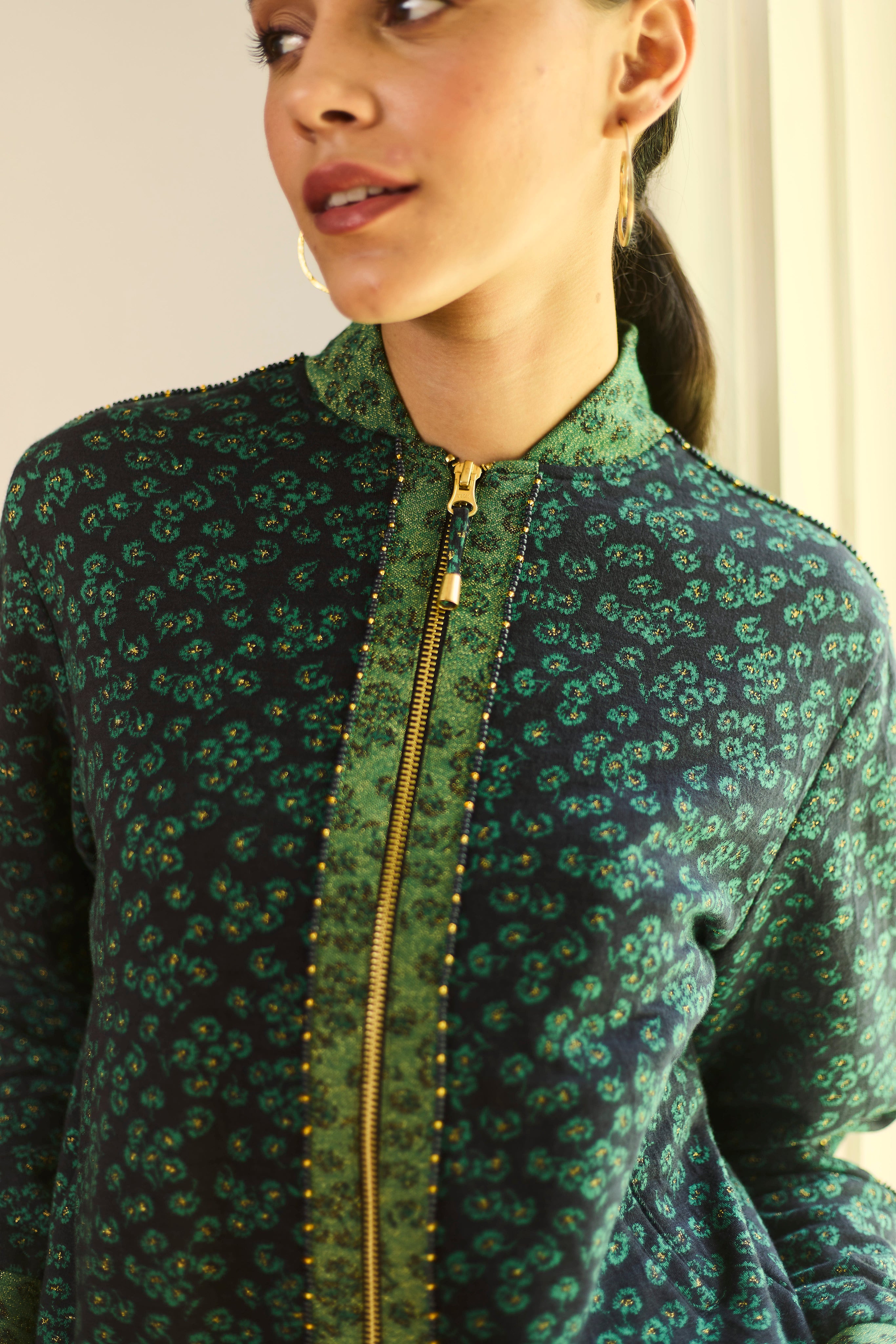 Isabelle Green Floral Track Jacket